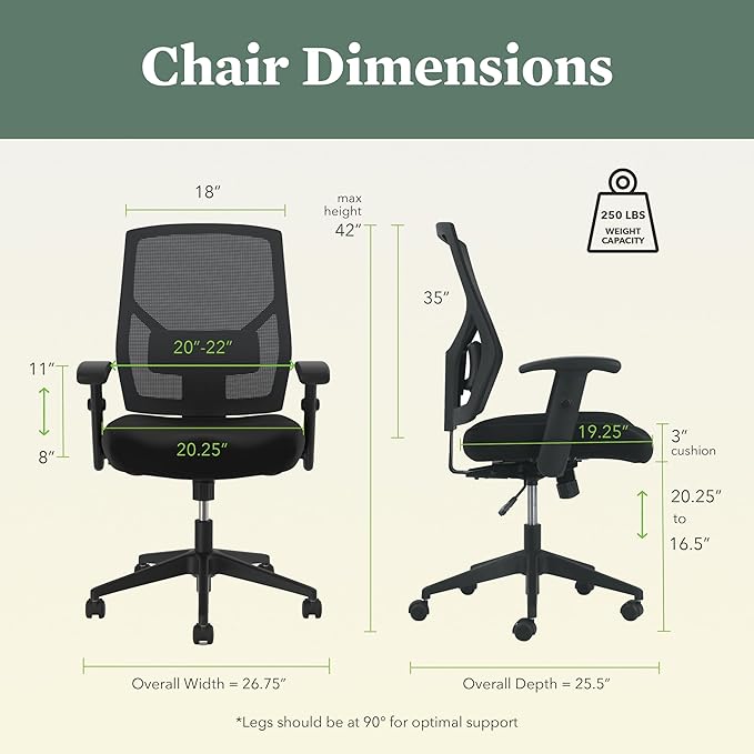 HON Crio Ergonomic Mesh Office Chair, High‑Back Desk Chair with Adjustable Arms, Lumbar Support, Center‑Tilt Swivel Seating for Computer Desks and Home Office, Black Frame, Black