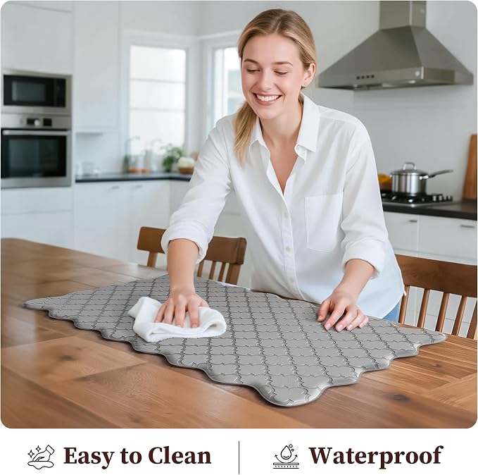 Arenarug Upgrade Scalloped Embossed Kitchen Mats for Floor 2PCS Cushioned Anti Fatigue Waterproof Foam Kitchen Rugs Non Slip Washable Comfort Standing Mat for Sink Laundry, 24"x39"+24"x59", Grey
