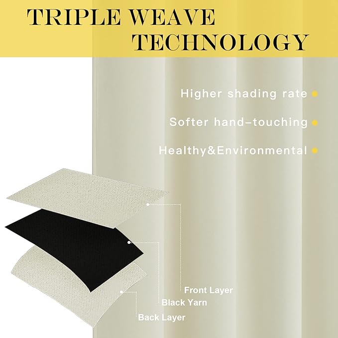 NICETOWN Room Darkening Curtain for Sliding Glass Door, Blackout Patio Door Curtain Wide Window Treatment Privacy Thermal Insulated Drapes for Bedroom/Living Room (1 Panel, Beige, W80 x L95)