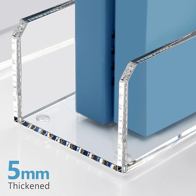 SANRUI 2 Pack Acrylic Magazine File Holder, Clear Vertical Desk Organizer | File Sorter Folder Organizer Document Rack for Office Desktop, Home Workspace, 8.66inx8.46inx3.15in