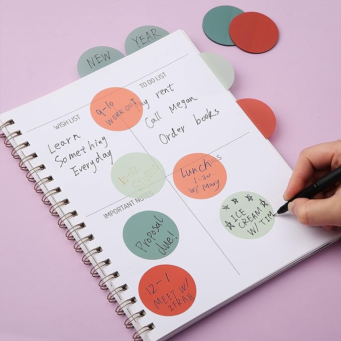 Mr. Pen- Round Transparent Sticky Notes, 1.8”, 4 Pads with Black Fineliner | 200 Sheets, Smooth Writing, Water-Resistant, Clean Removal, Easy-Peel Sticky Notes for Bible Journaling & Planning