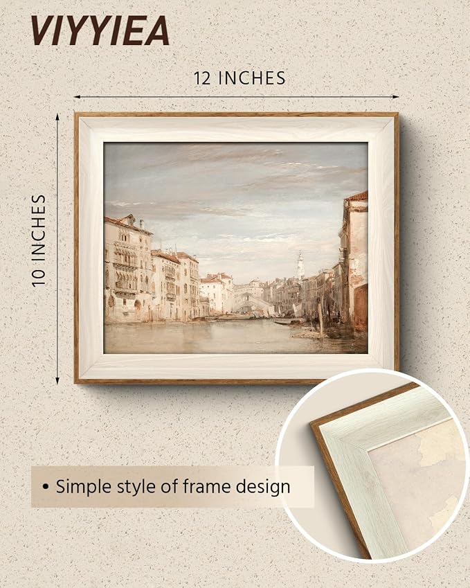 VIYYIEA Framed Wall Art for Living Room, River Canvas Prints, Landscape Home Decor, Architecture Painting Picture, Bathroom Wall Decor Gifts for Friends or Family - 12L x 10W