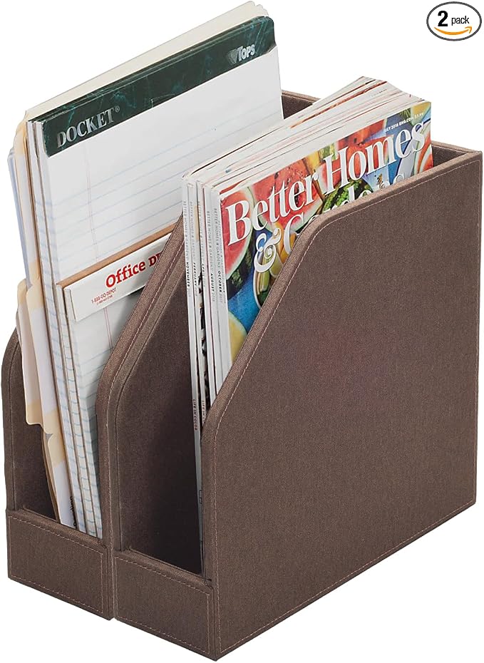 MobileVision Executive Brown Cloth Fabric Vertical File Holders - 2 Piece Combo
