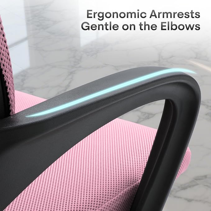 Ergonomic Mesh Office Chair, Heavy Duty 330 Lb Capacity 2 Pack, Pink | Mid-Back Desk Chair, Rolling Wheel, Breathable Mesh Backrest & Lumbar Support, Adjustable Height, Sponge Seat for Home Office