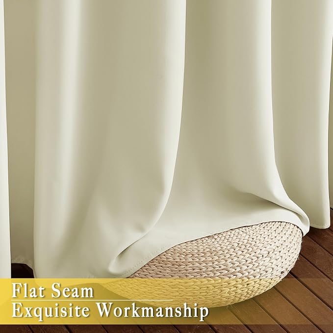 NICETOWN Room Darkening Beige Curtain 80 inch Length, Grommet Thermal Insulated Doorway Drape Blackout Curtain Sound Reducing for Bedroom/Living Room, 1 Panel, W46 X L80