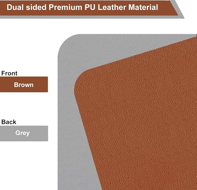 SUJAYU Dual Sided PU Leather Desk Pad, Mouse Pad, Office Desk Mat, Non-Slip Laptop Desk Pad, Waterproof Desk Writing Pad for Office and Home (31.5" x 15.7", Brown+Silver)