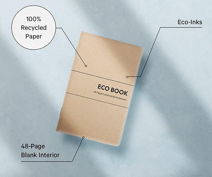 Eco Books Small Pocket Notebook Pack – 3.5 x 5.5 In., 48Page Lined Paper Mini Notebooks Made with FSCCertified Recycled Paper – 80# Kraft Paper Cover, 60# Interior Pages – Kraft Paper Notebooks by
