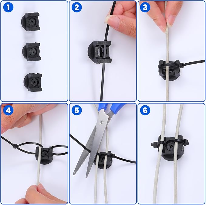 16 Pcs Magnetic Cable Zip Tie Mounts, Magnetic Wire Holder Base, Multipurpose Cable Management Clips, Wire Clamps for Electrical Supplies