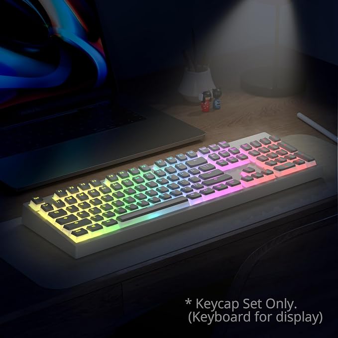 Guffercty kred 117-Key Grey Pudding Keycaps, OEM Profile PBT Anti-Wear Translucent Backlight fits Mechanical Keyboard(Grey Pudding)