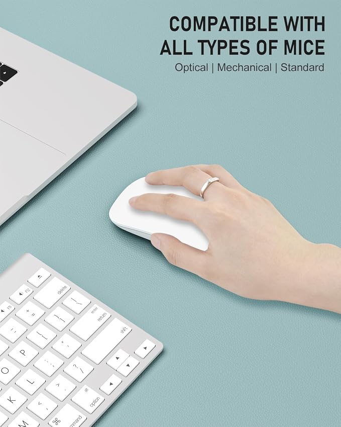 Desk Pad, 35.5" x 17" PU Leather Non-Slip Desk Mat Large Mouse Pad for Desktop, Waterproof Laptop Computer Writing Mat for Office, Home, Work, Gaming, Lake Blue