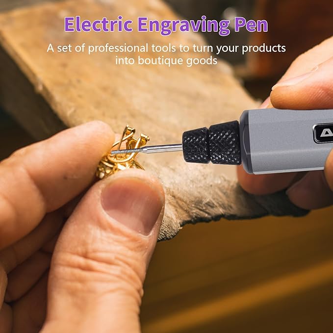 Mini Engraving Pen: Ultimate Cordless Portable Tool for Artists & DIYers - Engrave 50+ Surfaces - Beginner Friendly - Engraving Pen for Bead, Metal, Wood, Glass and Plastic