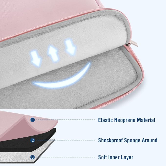 MOSISO Laptop Case 15 inch, 15 inch Laptop Sleeve Bag Compatible with MacBook Air M5 A3448 M4 A3241 M3 A3114 M2 A2941 2026-2023, Dell XPS, Neoprene Computer Sleeve Bag with Small Case, Baby Pink