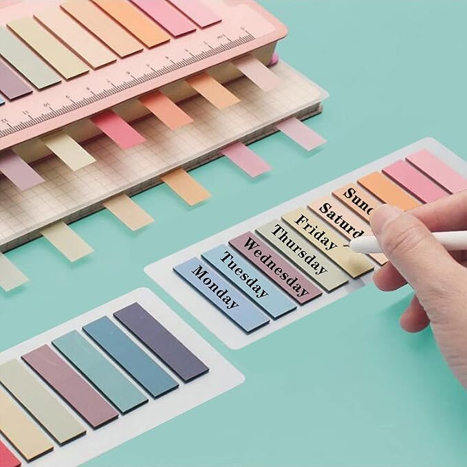 ELII 6000 PCS Sticky Tabs Page Markers,Morandi Sticky Note Tabs Colored Writable and Repositionable Book Flags Tabs Strip Index Tabs,Page Tabs