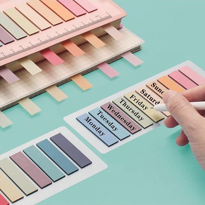 ELII 1600pcs Books Tabs for Annotating,Sticky Tabs Clear Sticky Notes, Page Markers for Notebooks, Multi-Colored Writable and Repositionable Book Flags