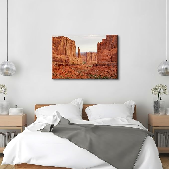 Large National Park Landscape Canvas Wall Art for Bedroom Wall Decor Vintage Grand Canyon Cliff Scenery Picture Wall Decor Nature Orange Rock Mountain Prints Paintings Artwork Home Decoration 32x48"