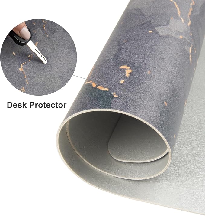 Colorful Star Black Marble Large Mouse Pad, Waterproof Office Desk Mat, Non-Slip Computer Gaming Mouse Pad, XXL PC Laptop Protector Pads, PU Leather Desk Writing Pads for Office Home, 31.5" x 15.7"