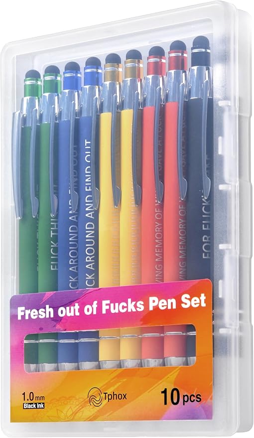 Office Funny Ballpoint Pens - Vibrant Color With Fun Novelty Pens,Office Stationary, Gag Gift, Funny Gift,Black Ink (Fresh out of Fucks Pens)
