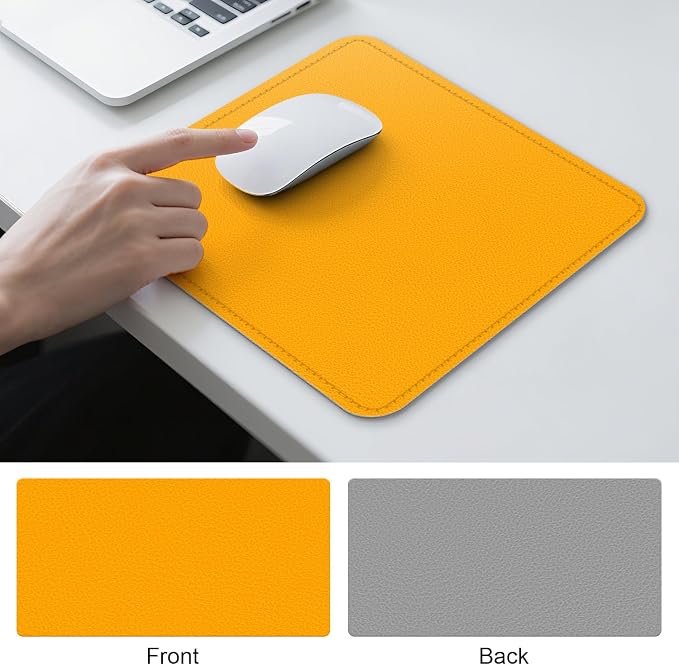 Dual Sided Leather Desk Mat - Waterproof Desk Pad - Ideal for Large Mouse Pad and Desk Mats on Top of Desks (Yellow, 11"*8")