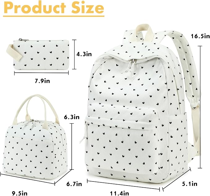 Bluboon School Backpack Set Girls Womens Laptop Bookbag Casual Daypack Fits 15 inch Laptop with Lunch Tote Bag and Pencil Bag