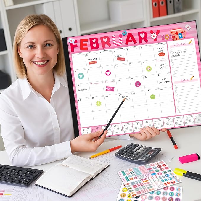 Lateefah Desk Calendar 2026, Large 22'' x 17'' Desk Calendar 2026-2027, 18 Month Desktop Calendars for Home & Office, Use Jan 2026 to June 2027