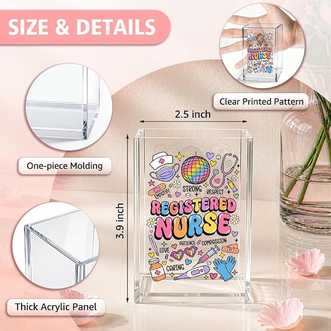 Funny Registered Nurse Acrylic Pencil Holder Cup Gifts for Woman RN | Appreciation Gifts for Registered Nurse Physician Assistant RN, Home Office Desk Accessories, Christmas Nurses Day Week Gifts