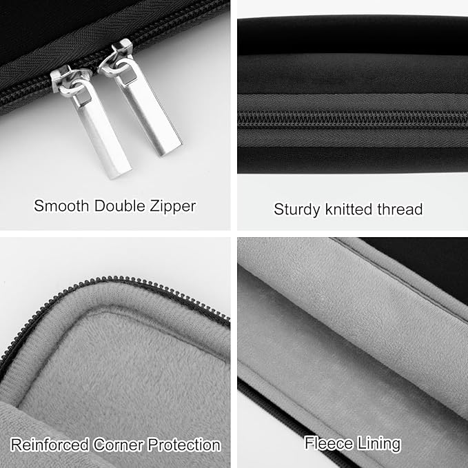 Laptop Sleeve Bag Compatible with 15 to 16 inches MacBook HP Dell Asus Acer Protective Case with Front Pocket Padded Computer Pouch Cover Protective for 15” to 16” Laptop,Black