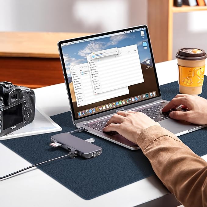 Leather Desk pad Protector, Office Mat, Large Mouse Mat, Non-Slip PU Leather Blotter, Laptop Desk Pad,Waterproof Laptop Computer Desk Keyboard Mat for Office/Work/Home/Decor (Dark Blue, 55in*18in)