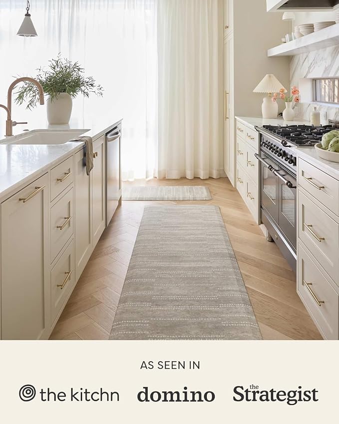 House of Noa Nama Standing Mat – Anti-Fatigue Kitchen Mats for Floor, Cushioned & Non-Slip Kitchen Comfort Mat for Standing, Thick Foam Anti-Fatigue Mat for Kitchen & Workspaces, Fawn Shea 22" x 72"