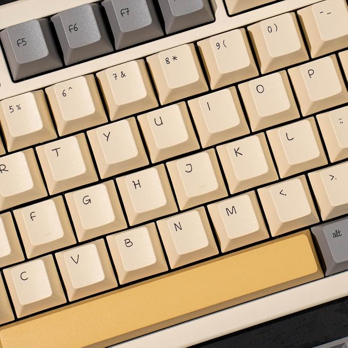 PBT Cute Cat Keycaps, 143 Keys Custom Cherry Profile Keycap, Yellow Dye-Sublimation Keyboard Caps for Cherry MX Switches Mechanical Gaming Keyboard