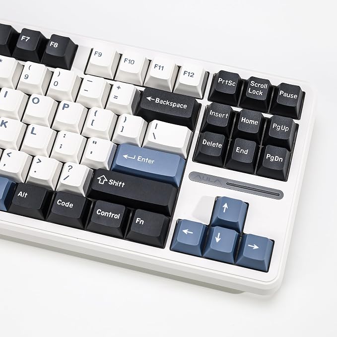 Arctic PBT Double Shot Keycap Set,174 Keys Retro Blue Custom Key Cap Keycaps 60 Percent Cherry Profile Keycaps for 61/64/68/84/87/100/104/108 Mechanical Keyboard