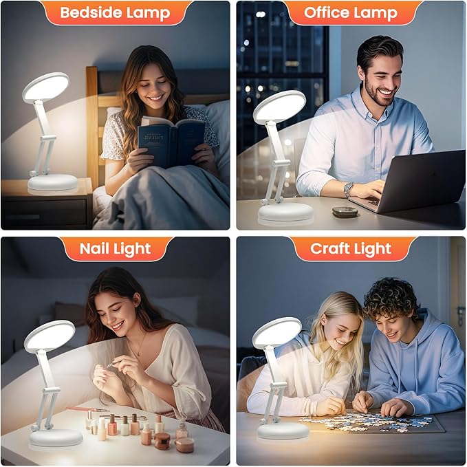 One Fire Rechargeable Table Lamp,Dimmable Cordless Lamp Desk Lamp for Dorm,3600mAh Battery Operated Lamp Rechargeable Lamp,Small Desk Lamp Portable Light for Office/Study/Nail/Craft/Puzzle(Warm Light)