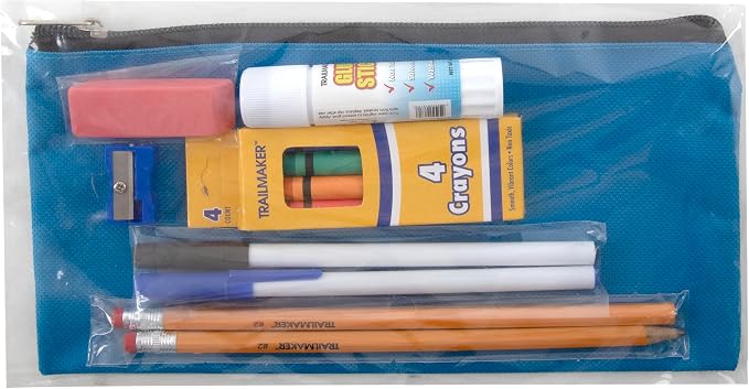 Trail maker (48 Pack) Bulk School Supply Kits for Kids – 12 Pieces Per Kit, Individually Packaged Pencil Case Sets with Classroom Supplies | Kindergarten–K-6 Back to School & Donation Ready