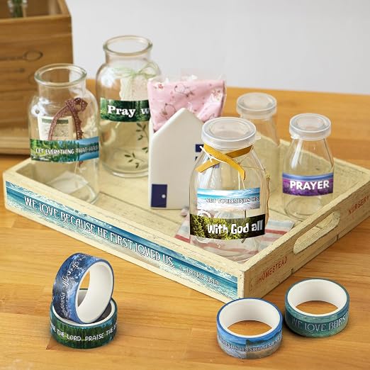 24 Rolls Back to School Christian Washi Tape Gifts Bulk Graduation VBS Religious Scripture Scenery Bible Verse Washi Tape for Bible Journaling Crafting Students BibleStudy Stationery