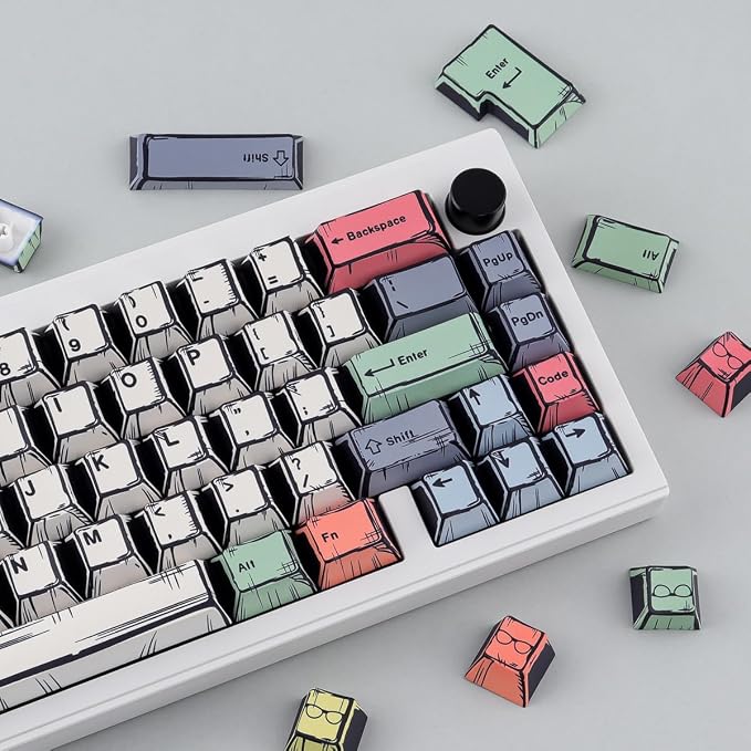 Tsungup Manga PBT Keycaps,150 Keys Japenese Anime Style Keycap Set Cherry Profile Dye-sub Custom Keycaps Keyboard Key caps for 60%, 65%, 75%, 100% Mechanical Keyboards