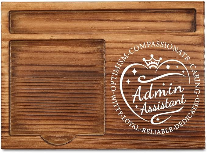 THRXOBN Desk Organizer for Admin Assistants & Office Professionals - Natural Wood with Slots for Notes, Pens, and Small Office Supplies – Stylish & Practical Workspace Solution,WSH17