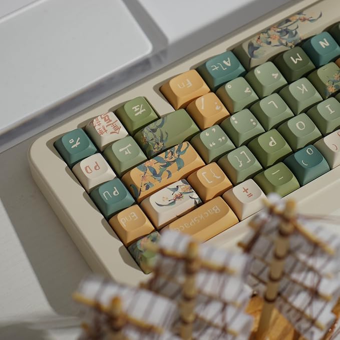Sumgsn 156 Keys PBT Custom Keycaps URE Profile Dye Sub Keycap Set Fit for 60% 65% 75% 95% Cherry Mx Switches Mechanical Keyboard
