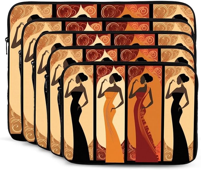 African Black Women Laptop Sleeve 17 inch, Slim Laptop Bag Case with Zipper, Portable Tablet Computer Carrying Case for Men Women