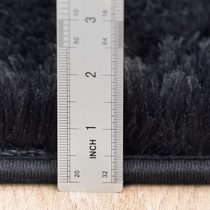 Awaytail Fluffy Rug Flame Resistant 5x7 Feet, Black Throw Rugs for Living Room, Ultra Soft Shag Fuzzy Plush Carpets Indoor