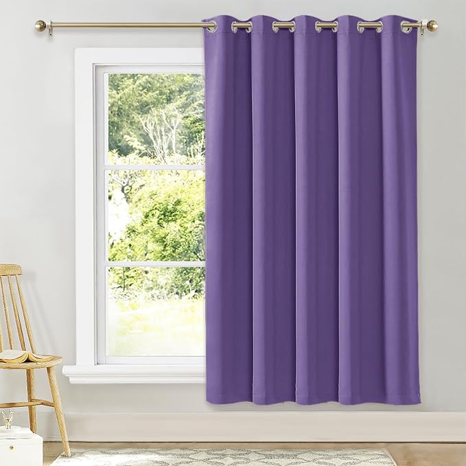NICETOWN Blackout Wide Blinds for Sliding Door, Lilac Purple, W70 x L72, 1 Panel, Insulated Noise Reduction Drapes, Privacy Vertical Curtain for Living Room&Bedroom