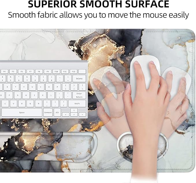 Lateefah Large Mouse Pad and Keyboard Wrist Rest, Desk Pad for Keyboard and Mouse, Extended Gaming Mouse Pad with Wrist Support, Waterproof Non-Slip Desk Mouse Mat for Office, Home