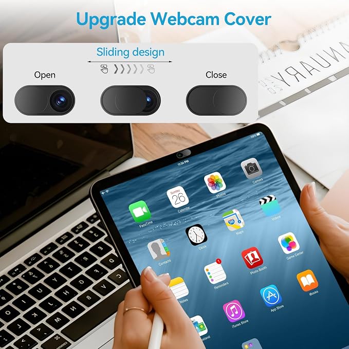 CloudValley Upgrade Webcam Camera Cover, [3-Pack] 0.027 inch Metal Camera Cover Slide for Mac, iPad, MacBook Pro, MacBook Air, Laptops, PC/Computer, Tablets, Web Blocker Protect Your Privacy