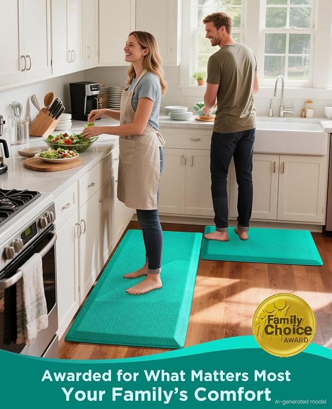 Ophanie Kitchen mats for Floor, 3/4 inch Thick, Kitchen Rugs, 20x48 Anti Fatigue Standing Cushioned Mat,Waterproof,Comfort Ergonomic mat for Office, Home,Sink with 99+ Pairs of Anti-Slip Bottom Ridges