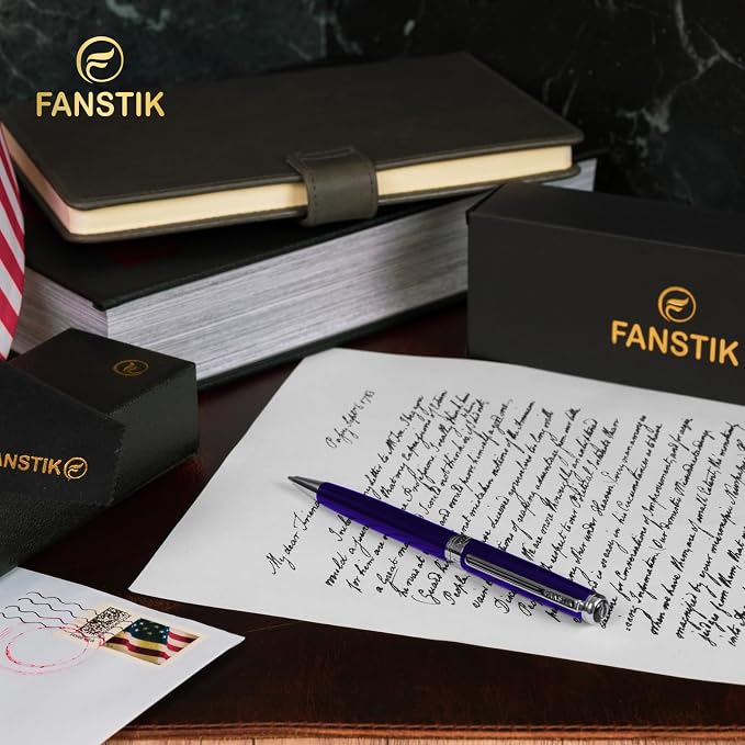 FANSTIK Blue Luxury ballpoint Pen, fancy gift set for women, Chrome Finish, Professional executive pen gift set for men (Lux BallPoint Blue)