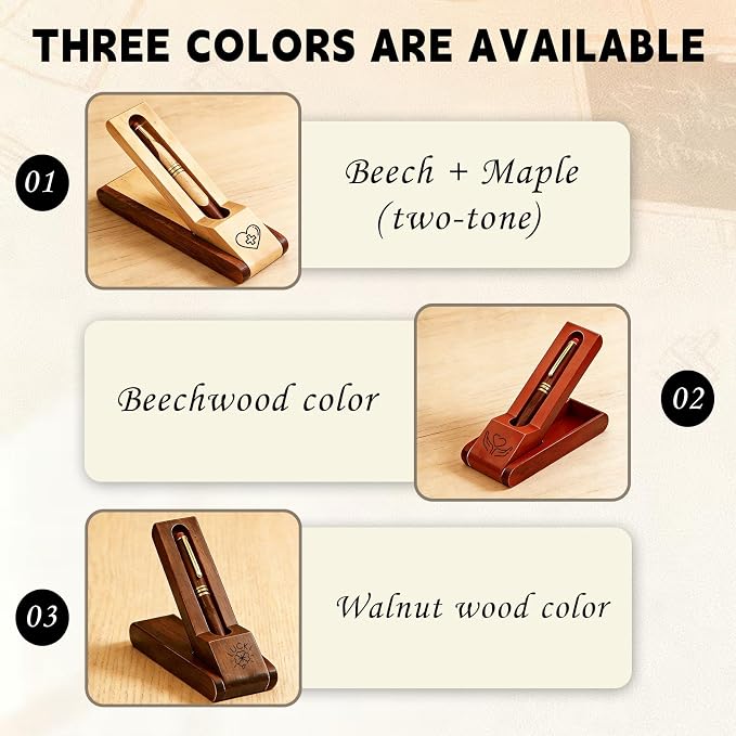 Personalized Ballpoint Engraved Pen with Name Engraved, Elegant Executive Gift for Men Women Boss Teacher Coworker Father's Day Birthday Anniversary (Beech wood + maple wood (two-tone) 1)