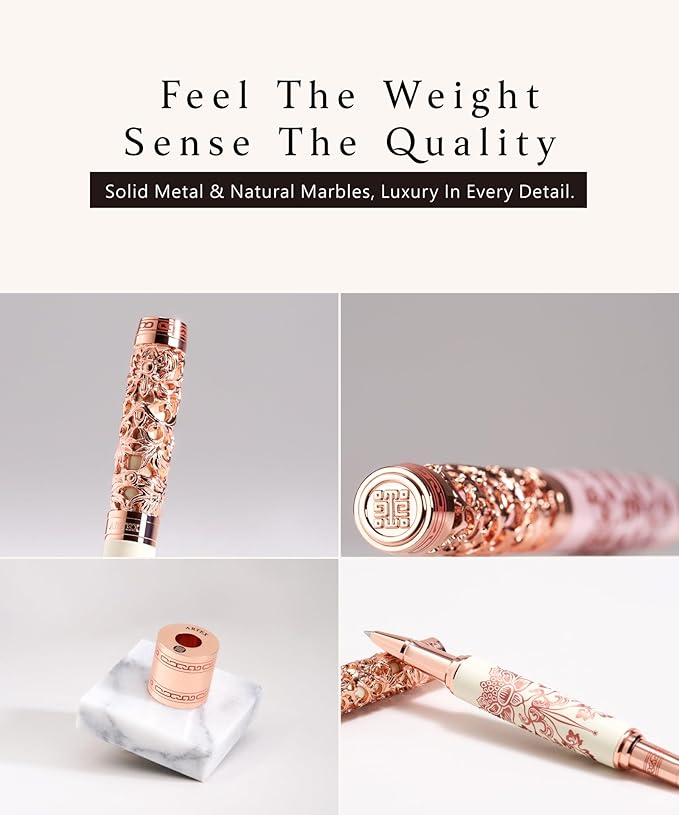 ARTEX Executive Rollerball Pen Sets With Stand-Museum Collections-Crafting Timeless Beauty-Luxury Pen Gift & Office Desk Decor, German SCHMIDT refill, Solid Metal & Marble Texture