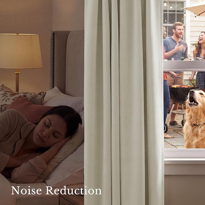 NICETOWN Window Treatment Thermal Insulated Rod Pocket Room Darkening Curtains/Drapes for Bedroom (Bone White, 2 Panels, W42 x L63 inches)