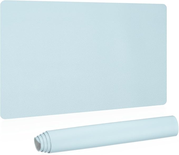 PATIKIL Desk Mat, 24"x13" Non-Slip Waterproof PU Leather Desktop Protector Cover Dual Sided - Light Blue