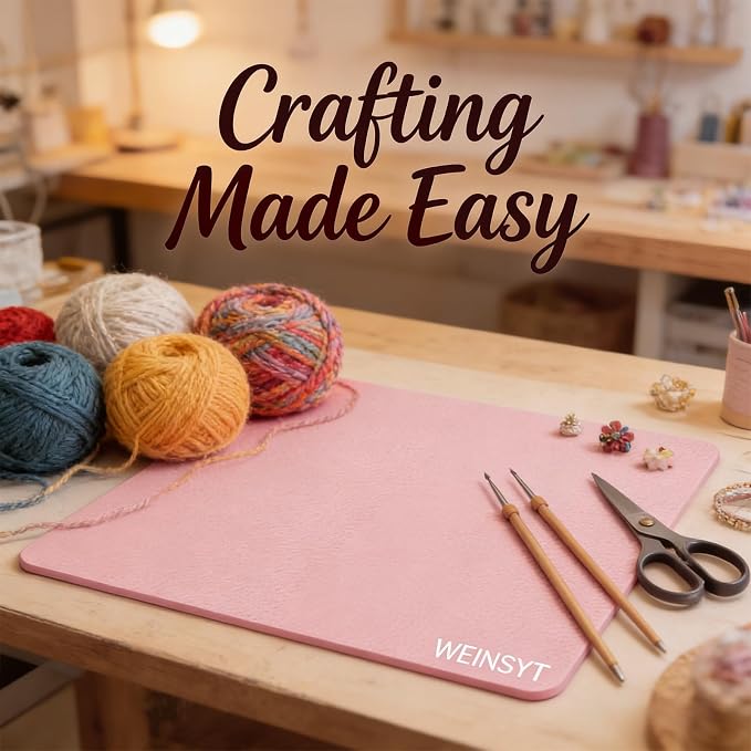 Dual-Sided Desk Protection Mat & Mouse Pad 2-in-1, 10" x 8.3" Waterproof PU Leather Desk Protector for Sticker Crafts, Office & Gaming - Non-Slip Base, Dusty Pink & Baby Blue