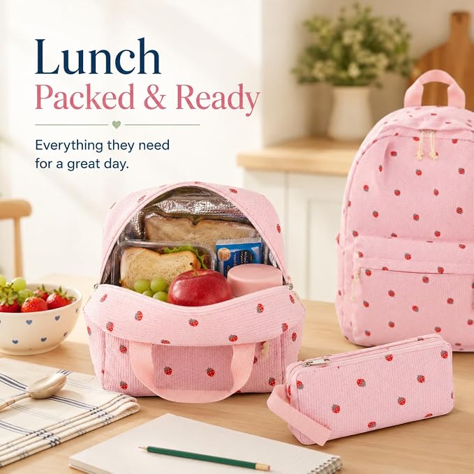 Bluboon School Backpack Set Girls Womens Laptop Bookbag Casual Daypack Fits 15 inch Laptop with Lunch Tote Bag and Pencil Bag