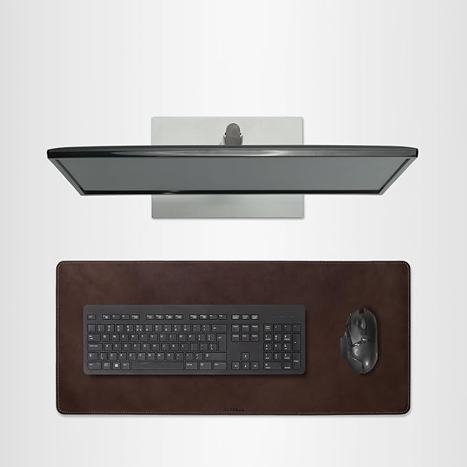 Full Grain Genuine Leather Desk Pad – Dark Brown (L) - Premium Desk Mat with Non-Slip Backing, Thick 3mm, Office Desk Protector for Work & Gaming (Large 27.6 x 11.8 inch)